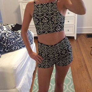 Tribal Two-Piece Crop Top Short Set